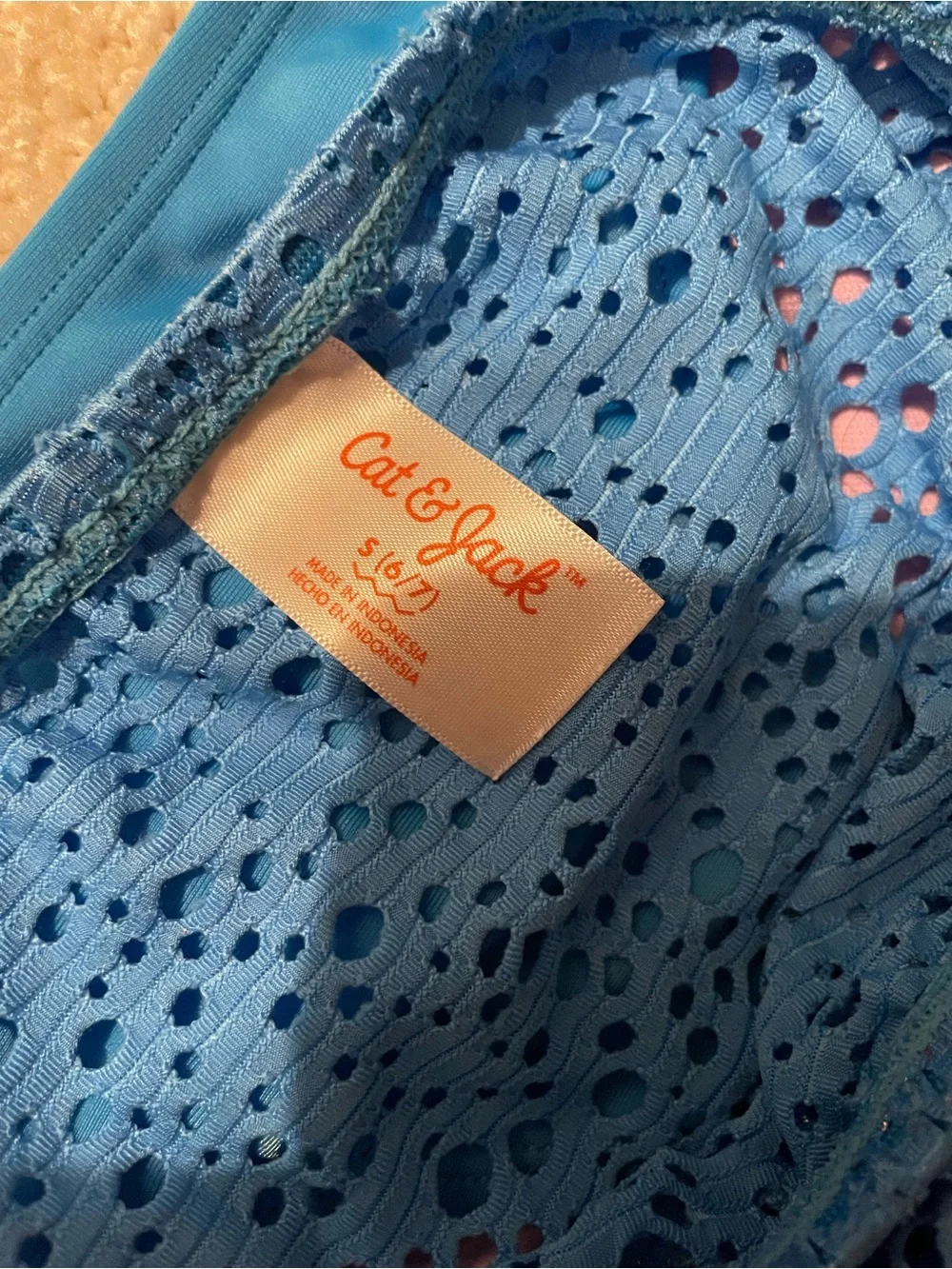 Cat & Jack Blue Girls Two-Piece Swim Set with Lace Skirt